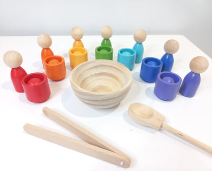 Rainbow Cups & Balls Set with Peg People