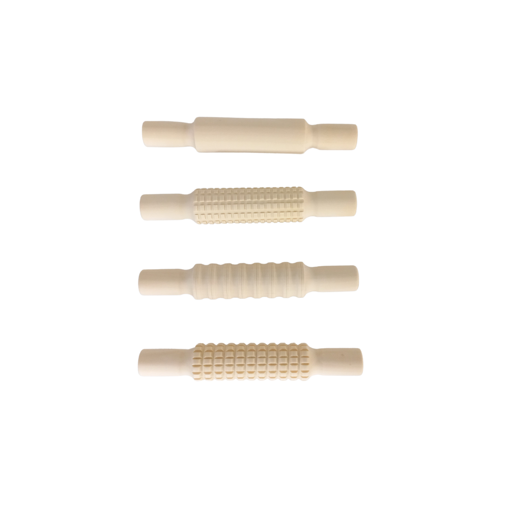 Wooden Pattern Rolling Pins - set of 4