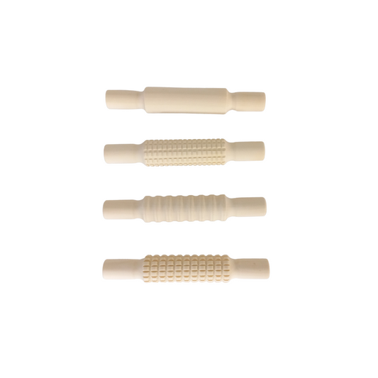 Wooden Pattern Rolling Pins - set of 4