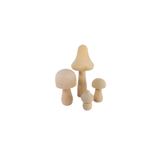 Wooden Mushrooms - Set of 4