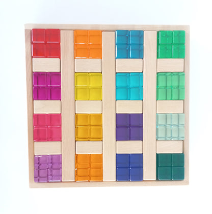 Acrylic Rectangle Block Set with Wooden Ridges